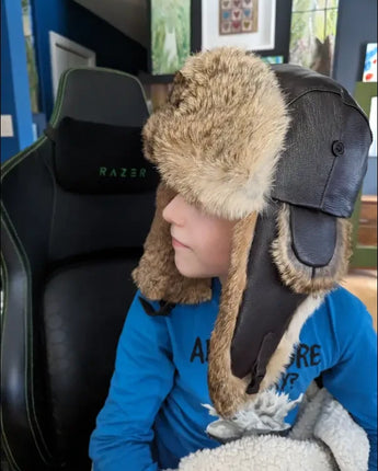 Aviator Hat Made With Rabbit Fur And Leather