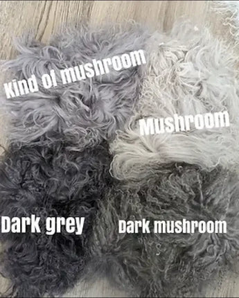 Dark Mushroom Sheepskin Pom Poms