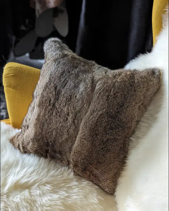 Natural Brown Rabbit Fur Cushion Cover 16’ x 16’