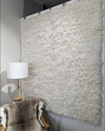 Woven sheepskin area rug/ bed cover