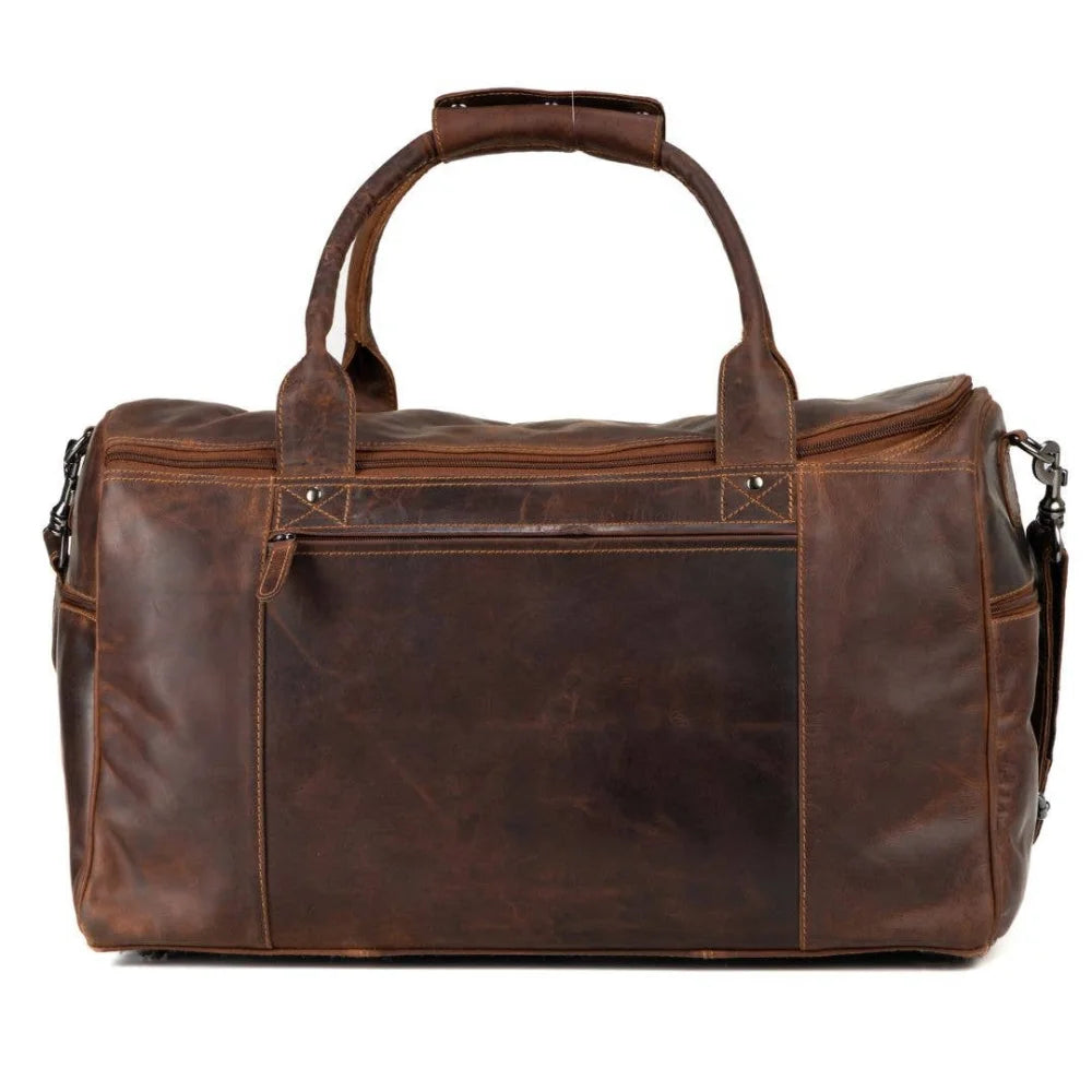 Large Leather Weekender Bag - Casual Vintage Look