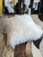 White fluffy Mongolian sheepskin cushion cover with soft textured fur