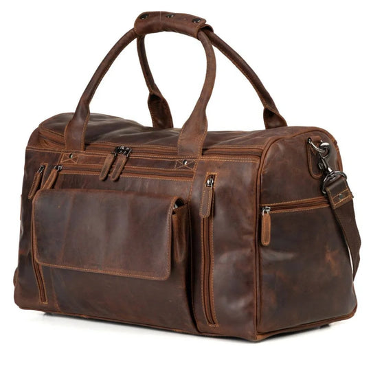 Large Leather Weekender Bag - Casual Vintage Look
