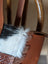 Brown leather oakley bag with real cowhide fur accent and embossed floral detailing spacious bag for everyday use