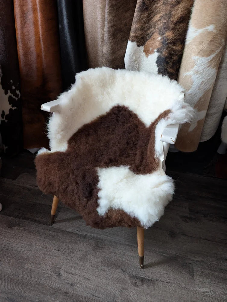 Grade B fluffy cloud like Oeko Tex cowhide chair cover on armchair