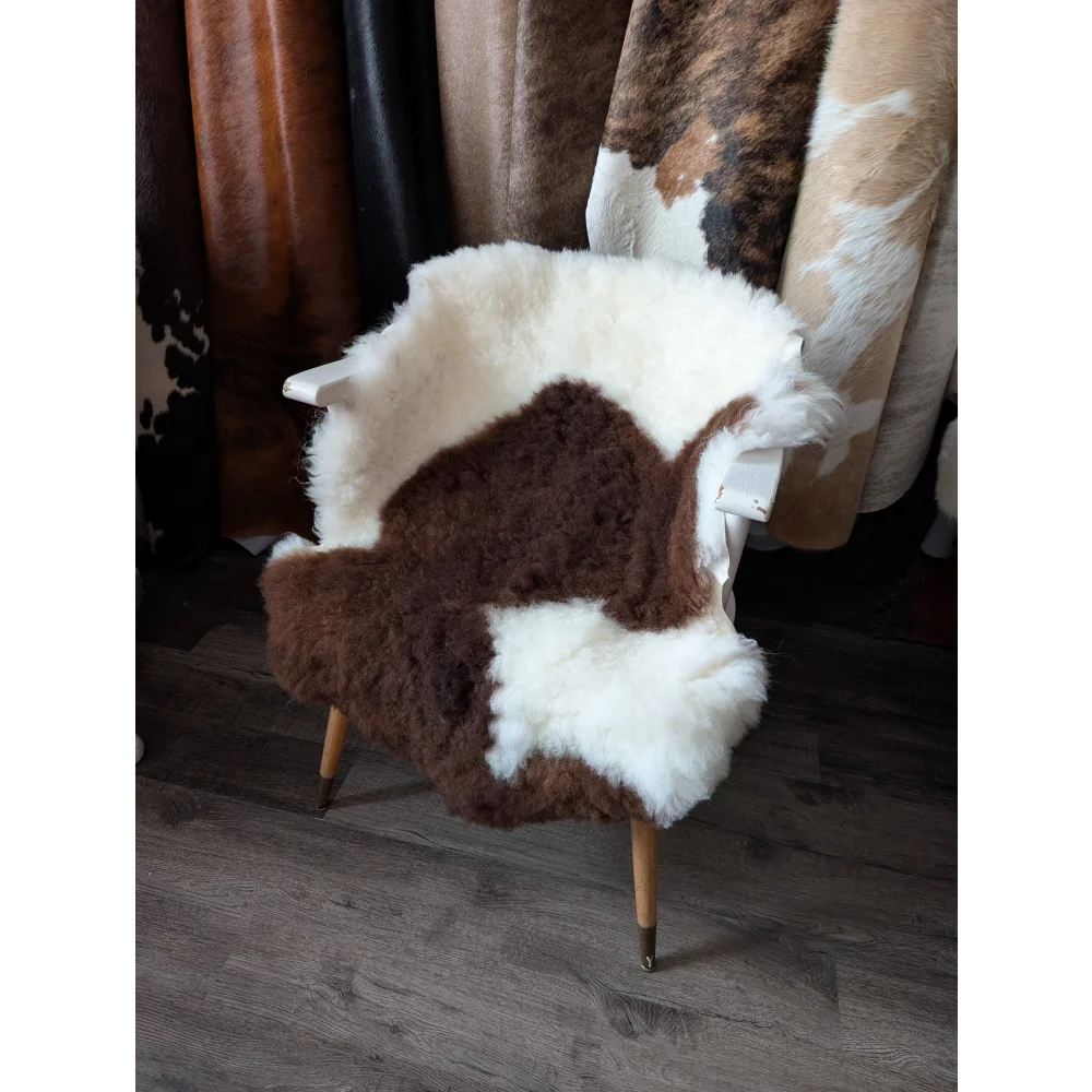 Grade B fluffy cloud like Oeko Tex cowhide chair cover on armchair