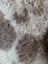 A plush tibet highland spotted grade a- sheepskin rug in natural cream and light brown tones with curly texture