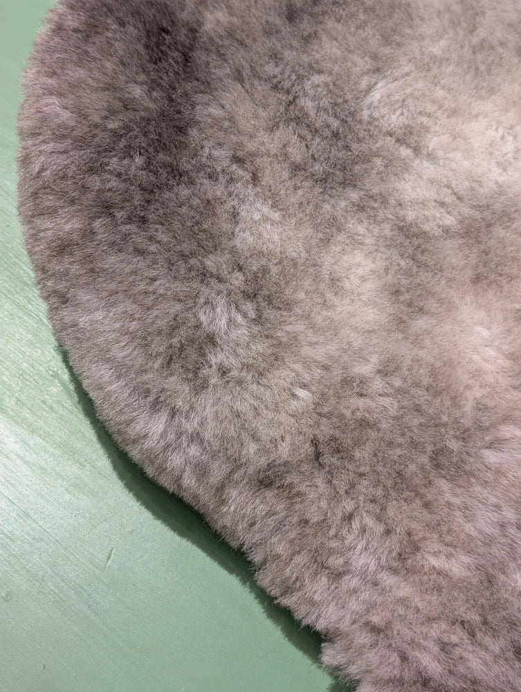Fluffy gray sheepskin english saddle cover by Angus Oliver Canada
