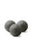 Three matte gray wool dryer balls with soft felt texture for eco friendly laundry use