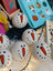 Cute wool snowman dryer balls with felt carrot noses and black eyes