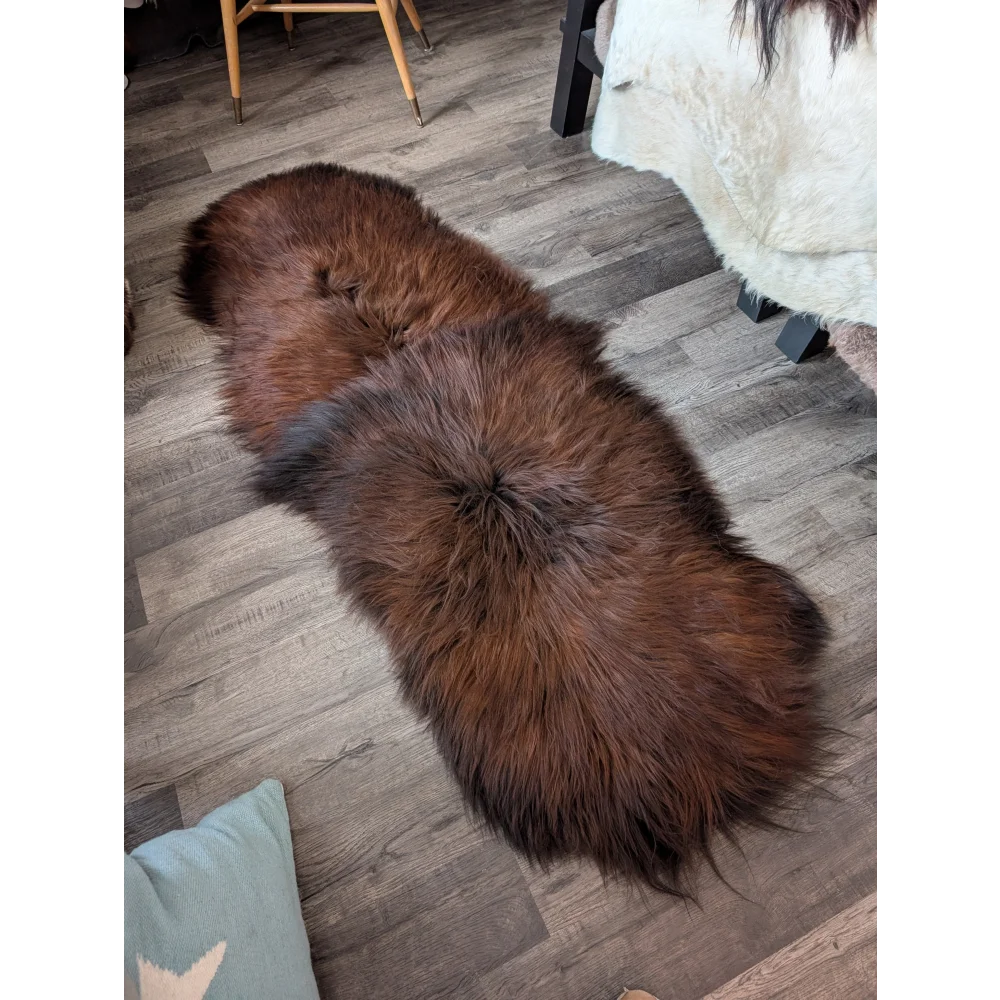 #48 Double Icelandic Sheepskin 78" x 30" Dark Rusty
