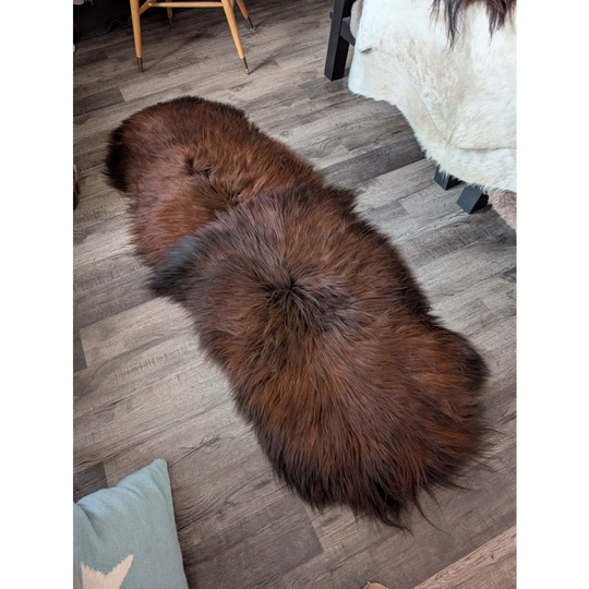 #48 Double Icelandic Sheepskin 78" x 30" Dark Rusty