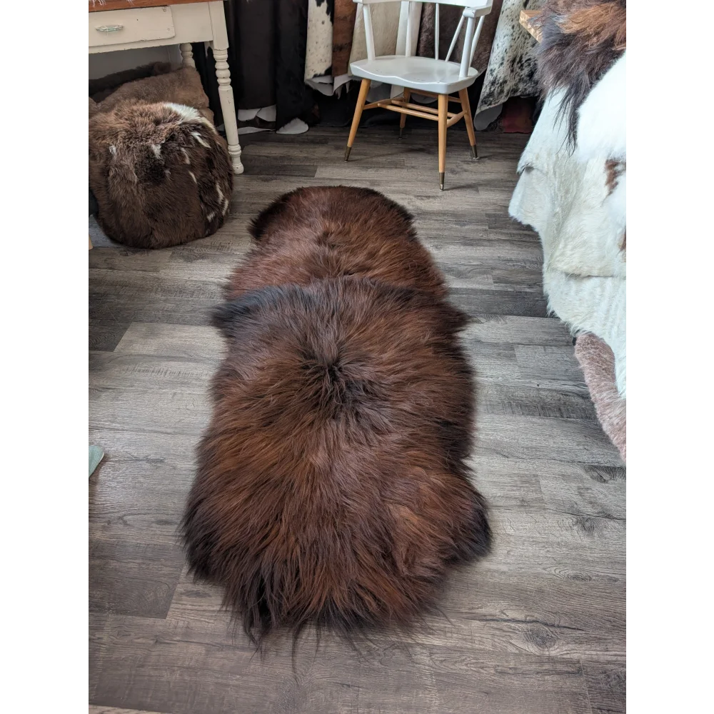 #48 Double Icelandic Sheepskin 78" x 30" Dark Rusty