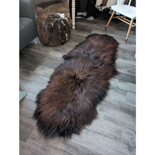 #49 Double Icelandic Sheepskin 79" x 31" Dark Rusty