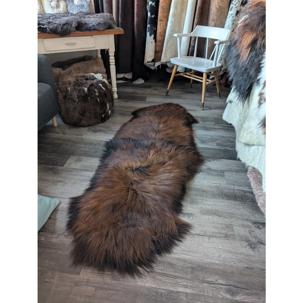 #50 Double Icelandic Sheepskin 79" x 31" Dark Rusty