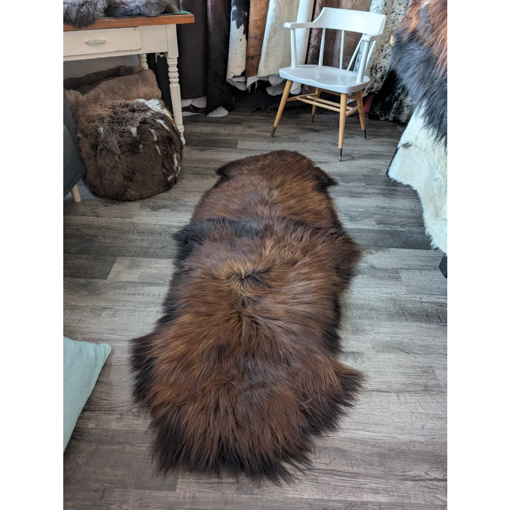 #50 Double Icelandic Sheepskin 79" x 31" Dark Rusty