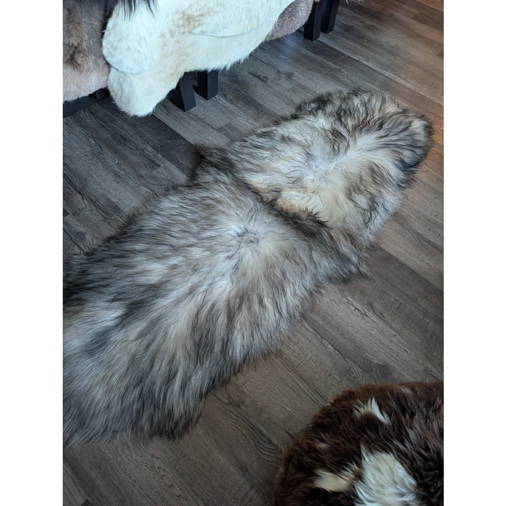 #52 Double Icelandic Sheepskin 80" x 30" Natural Grey