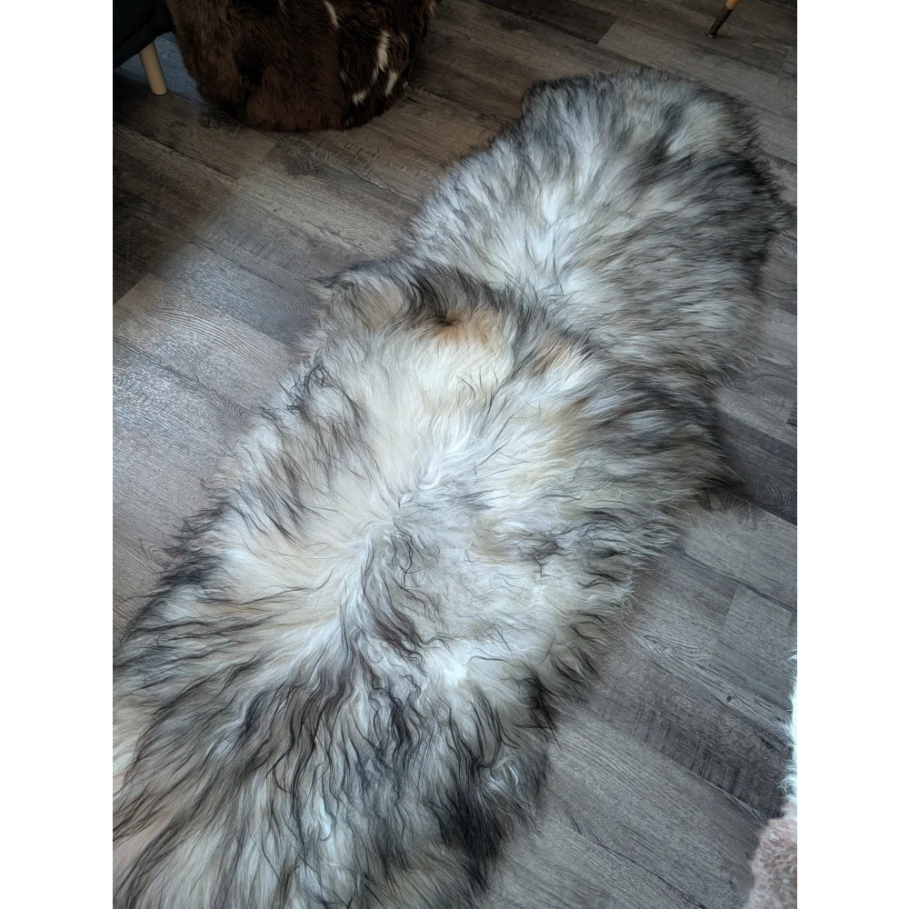 #52 Double Icelandic Sheepskin 80" x 30" Natural Grey
