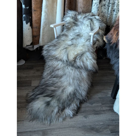 #52 Double Icelandic Sheepskin 80" x 30" Natural Grey