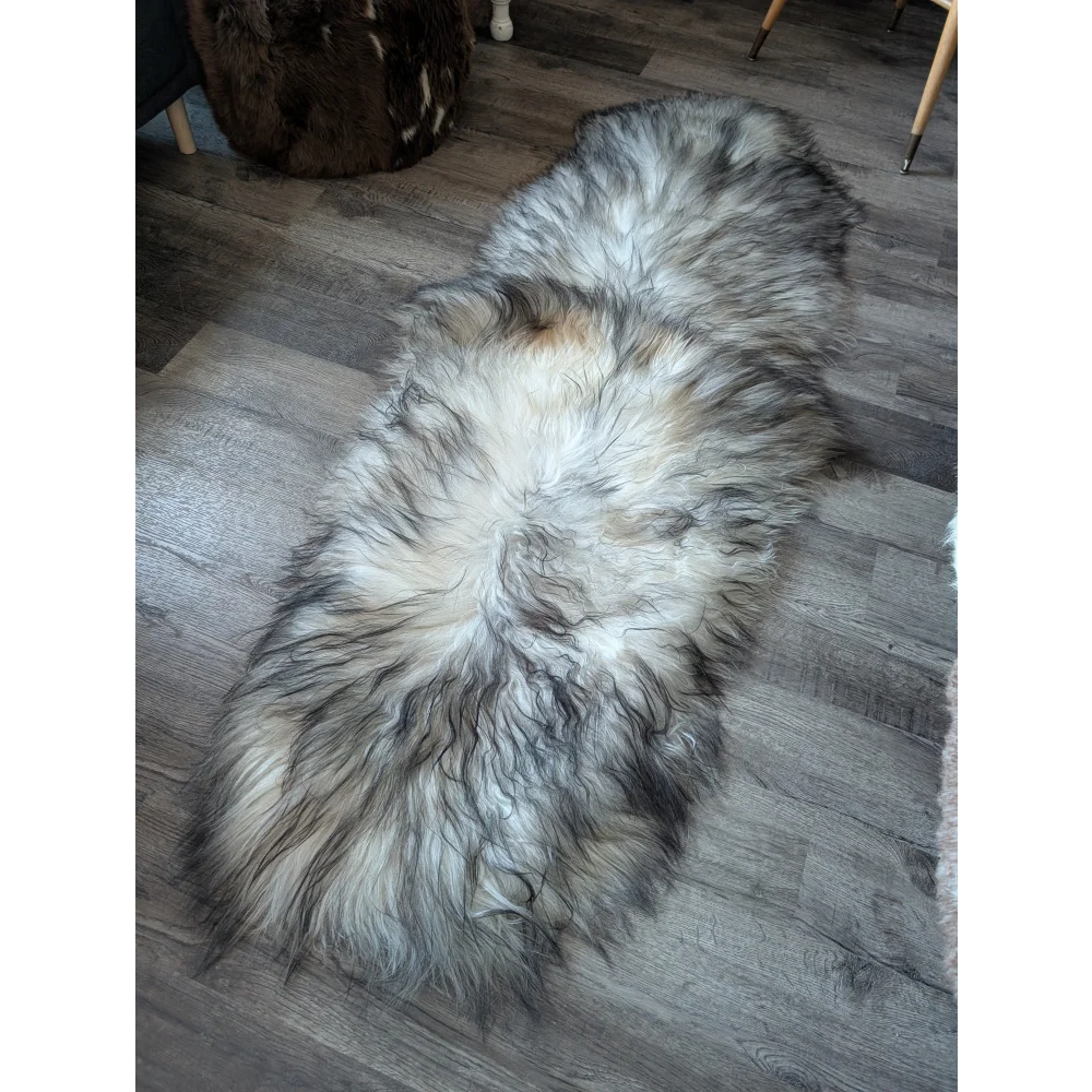 #52 Double Icelandic Sheepskin 80" x 30" Natural Grey