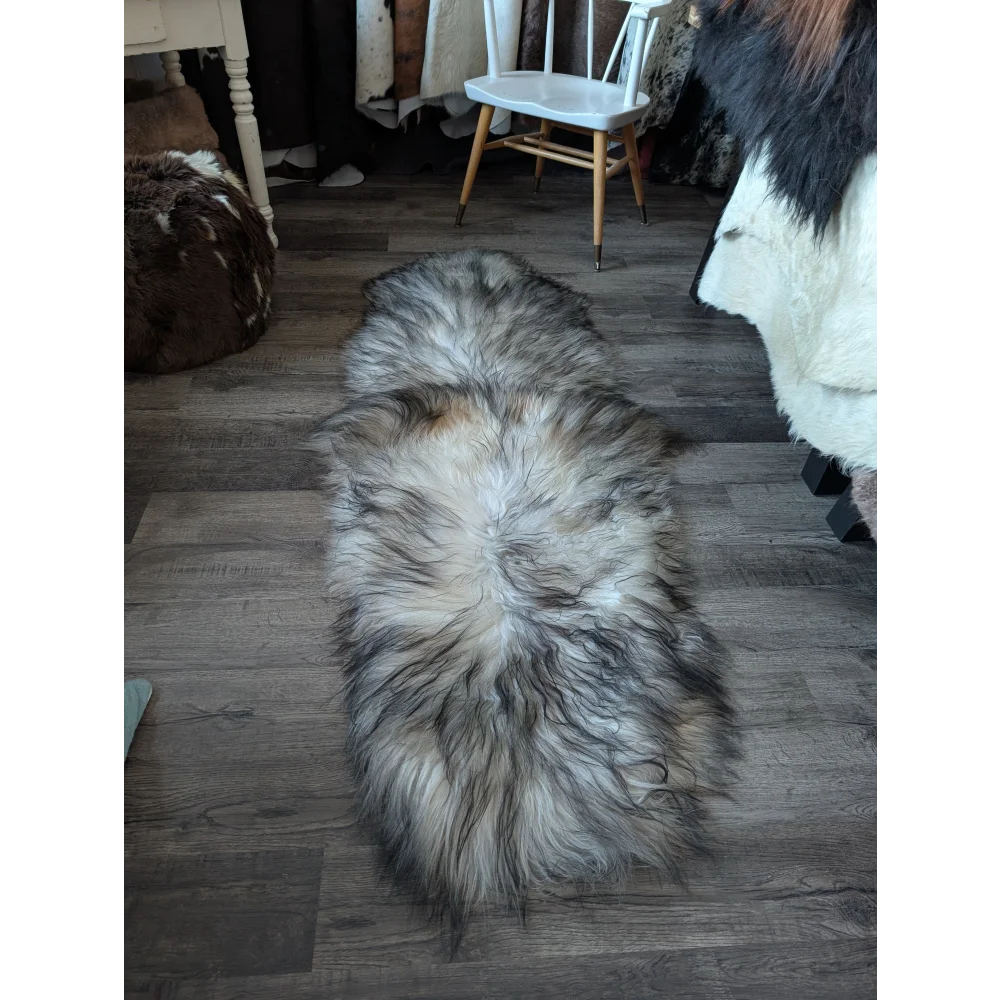 #52 Double Icelandic Sheepskin 80" x 30" Natural Grey