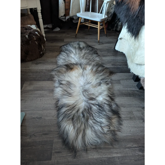 #52 Double Icelandic Sheepskin 80" x 30" Natural Grey