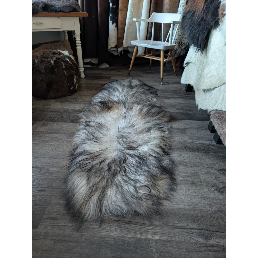#52 Double Icelandic Sheepskin 80" x 30" Natural Grey