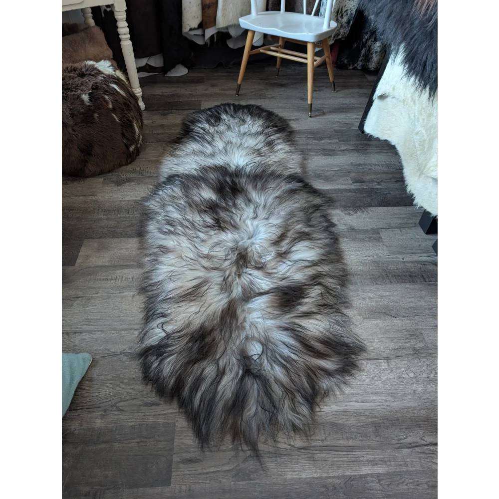 #53 Double Icelandic Sheepskin 81" x 31" Natural Grey