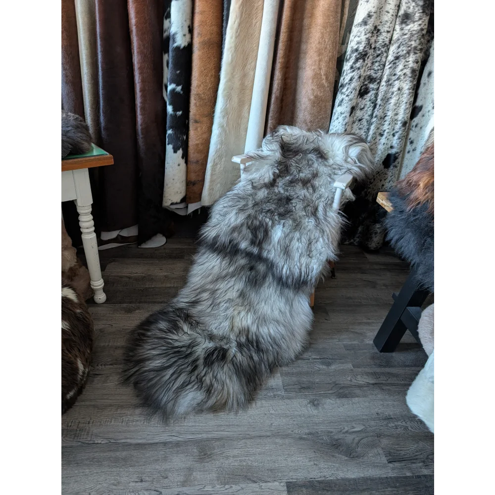 #53 Double Icelandic Sheepskin 81" x 31" Natural Grey