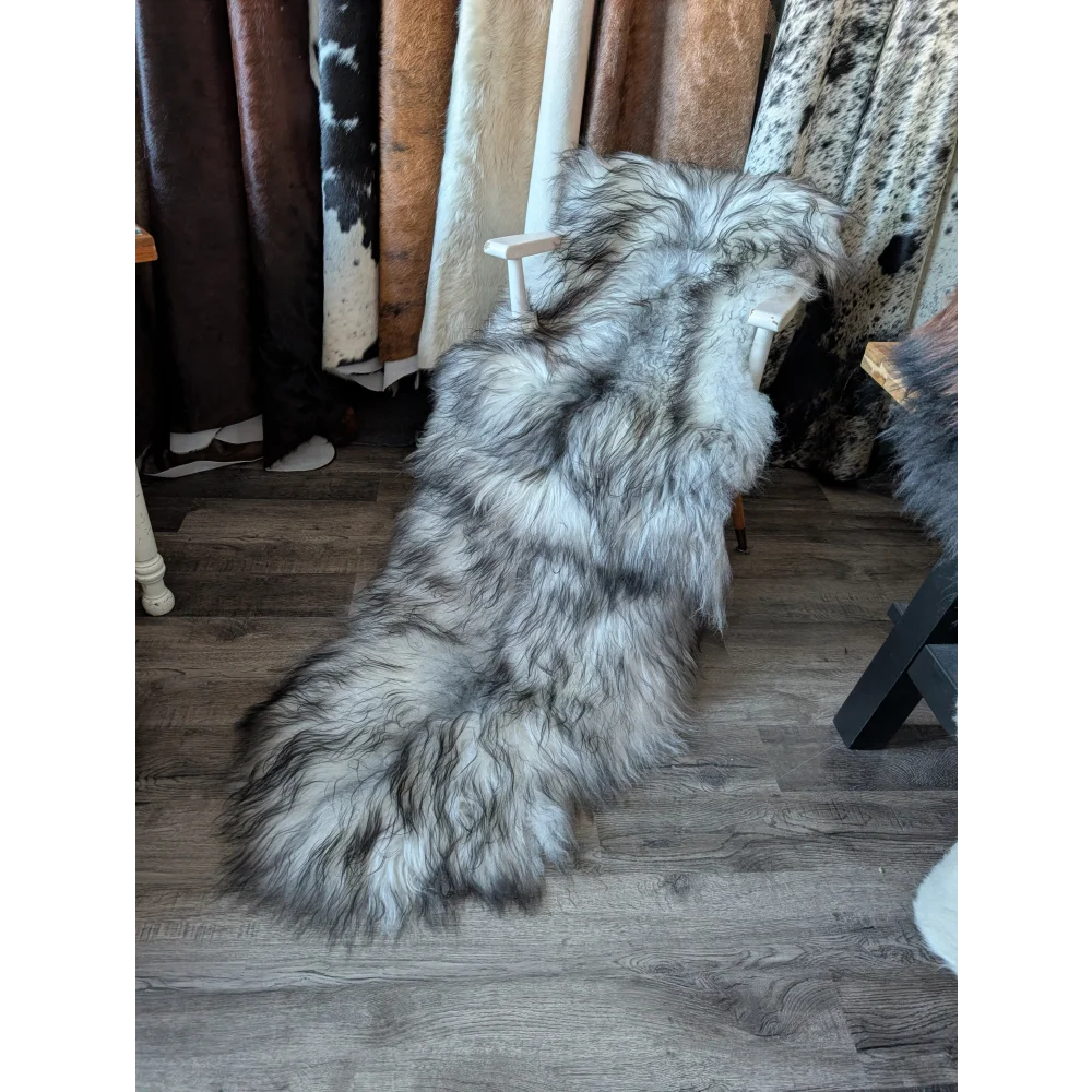 #54 Double Icelandic Sheepskin 80" x 30" Natural Grey
