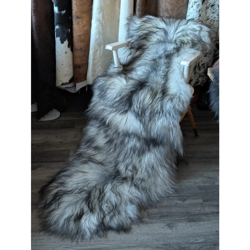#54 Double Icelandic Sheepskin 80" x 30" Natural Grey