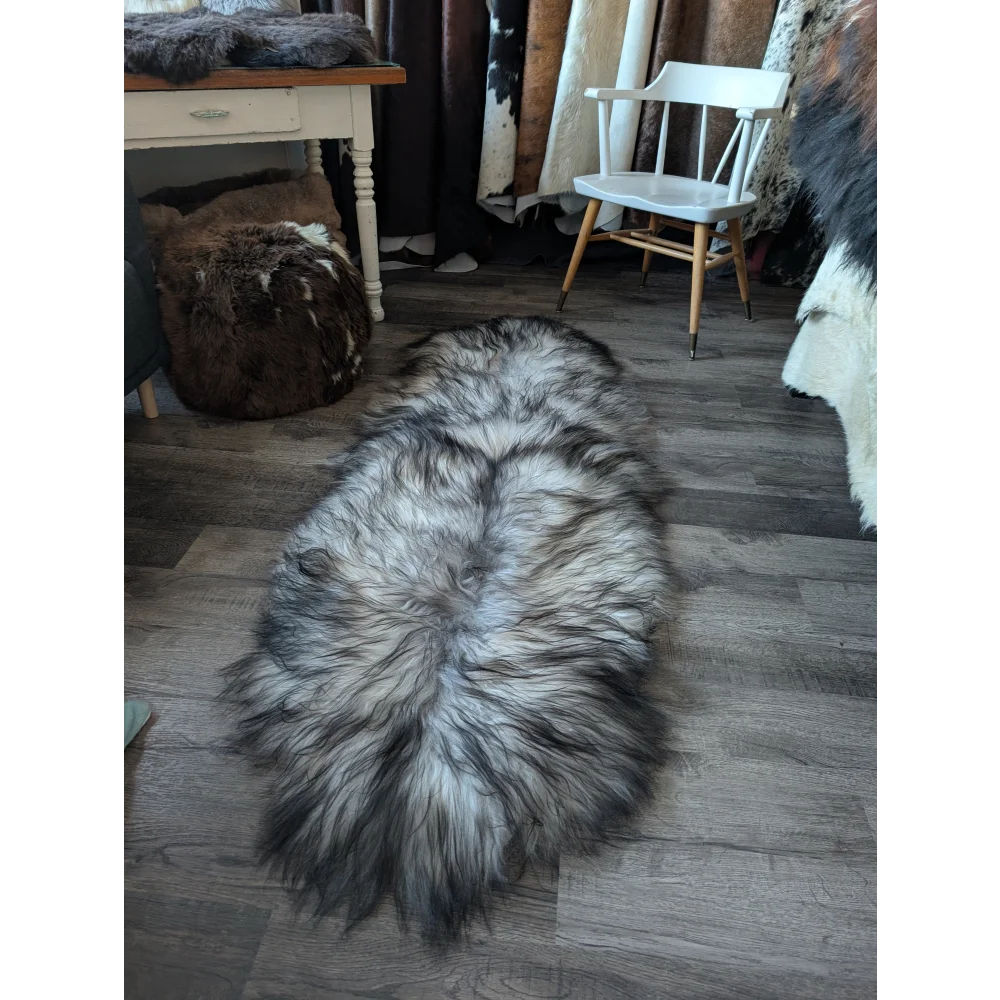 #54 Double Icelandic Sheepskin 80" x 30" Natural Grey