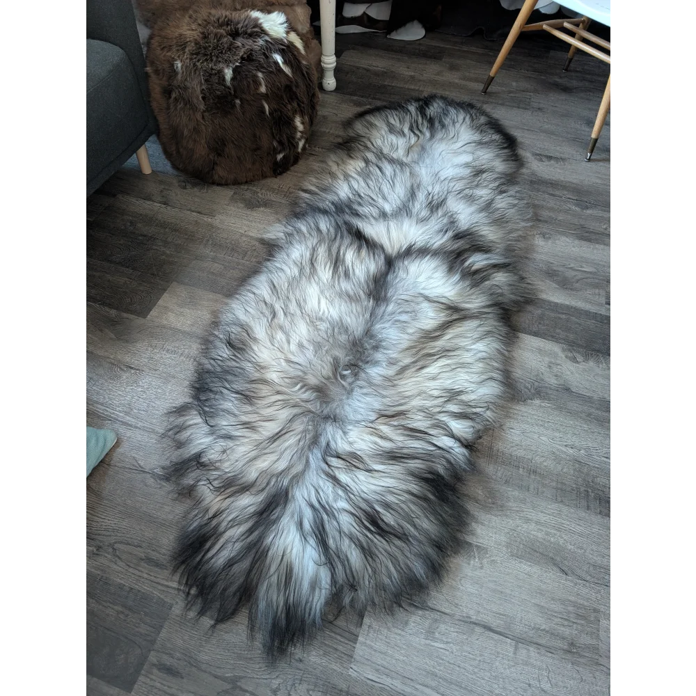 #54 Double Icelandic Sheepskin 80" x 30" Natural Grey