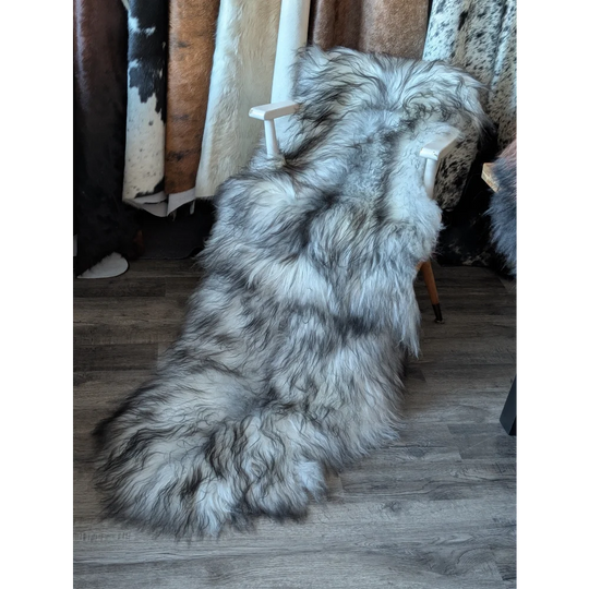 #54 Double Icelandic Sheepskin 80" x 30" Natural Grey