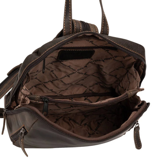 Leather backpack Anna GW193042 in brown wax pull-up leather