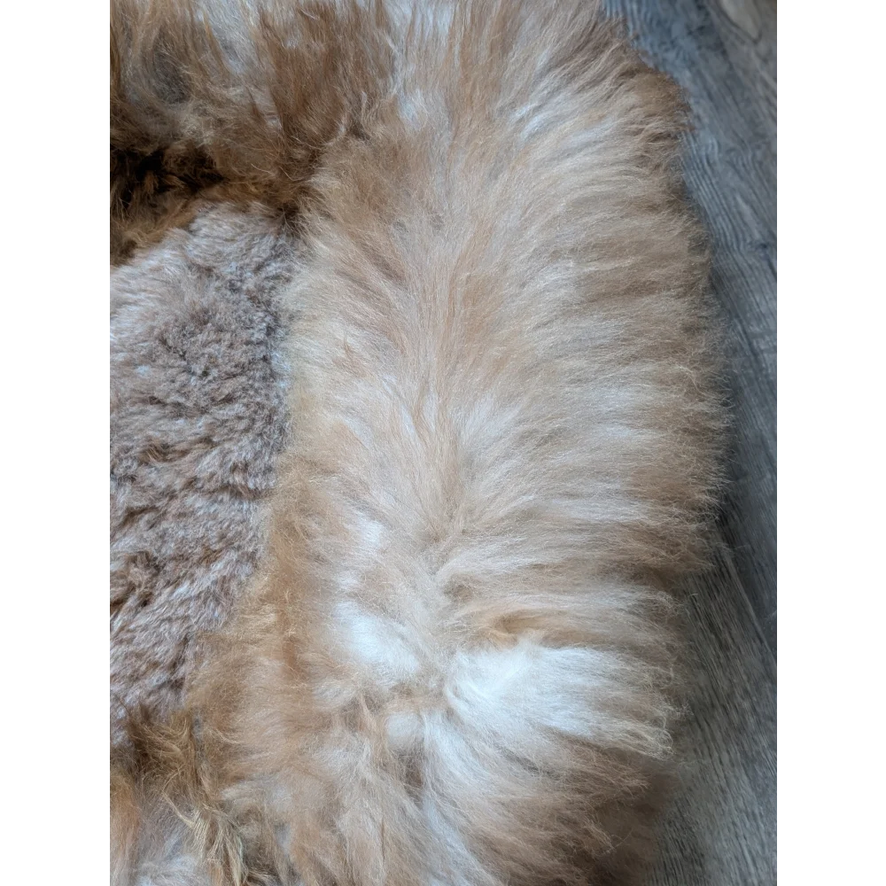 Soft beige white fluffy faux fur sheepskin pet bed throw