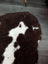 Brown and white fluffy tibet highland spotted grade a- sheepskin rug with a soft textured surface