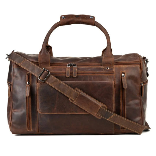 Large Leather Weekender Bag - Casual Vintage Look