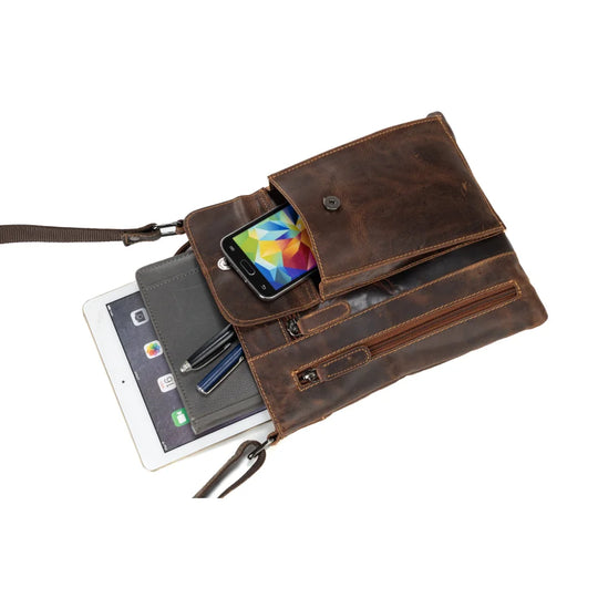 Compact real leather Lucy LD007 cross body leather pouch back view