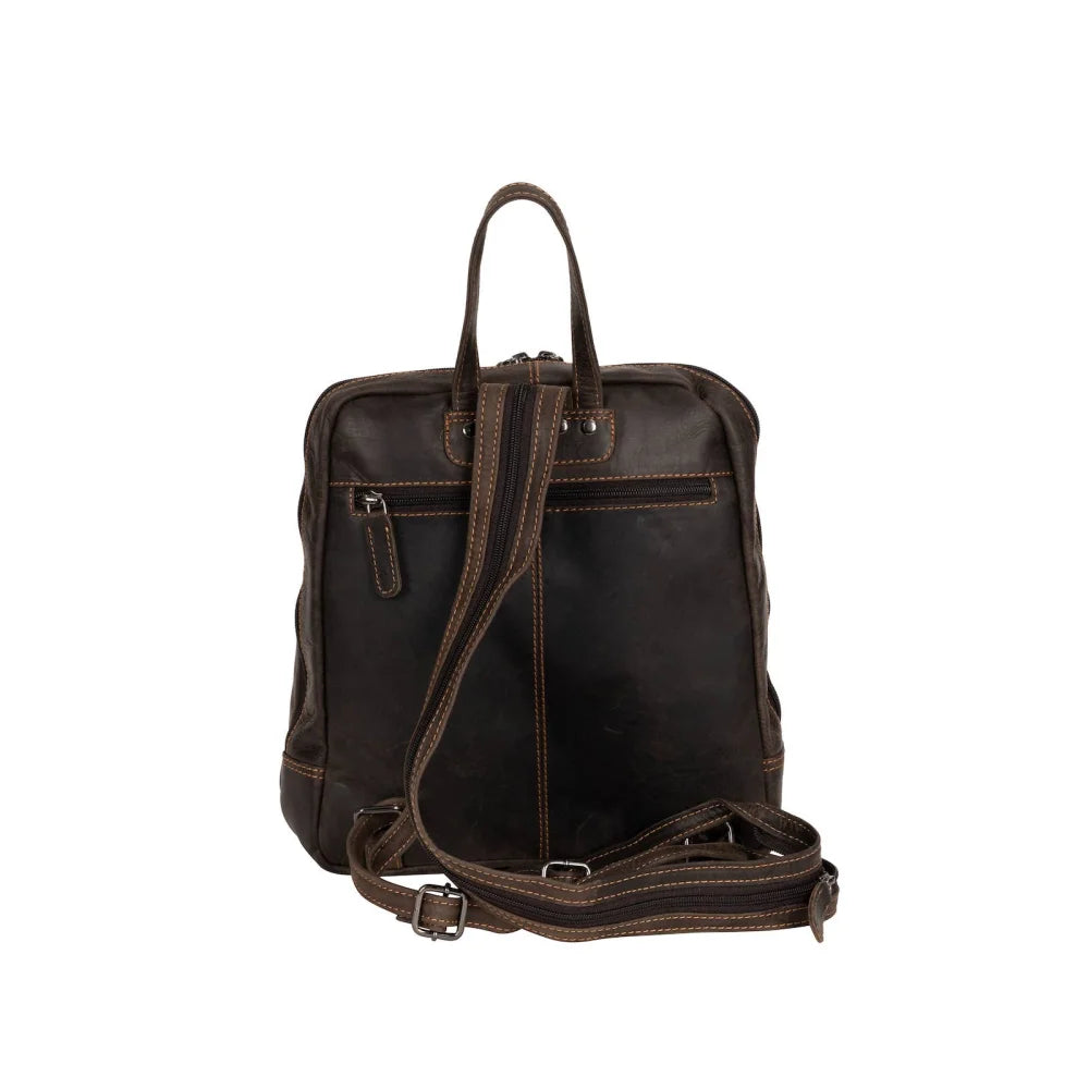 Leather backpack Anna GW193042 in dark brown wax pull-up leather