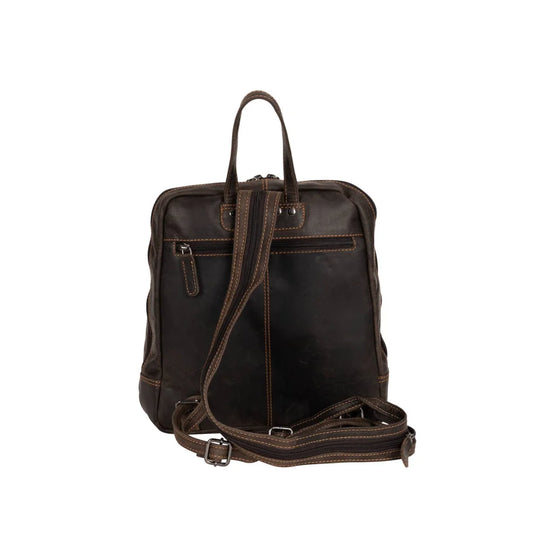 Leather backpack Anna GW193042 in dark brown wax pull-up leather