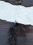 Large belt galloway cowhide rug 77 x 76 with beautiful black and white pattern and natural fluffy texture