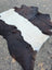 Large cowhide belt galloway rug with unique black and white pattern and soft fluffy fur perfect for beautiful rugs