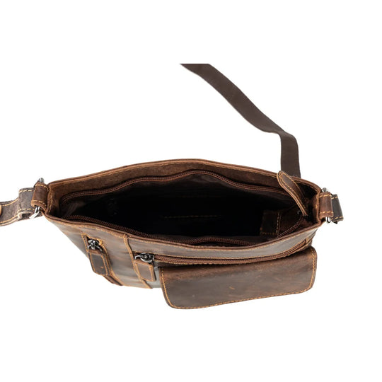 Compact real leather Lucy LD007 cross body bag back view