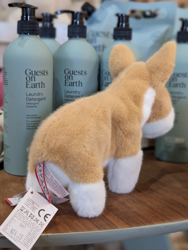 Adorable carl the corgi plush toy in tan and white with soft fuzzy fur large size perfect for cuddling