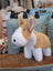 Adorable carl the corgi large size soft tan and white plush toy with floppy ears and a black nose