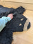 Adorable merino sheepskin black bear rug handmade fluffy faux fur with tan snout and eye accents