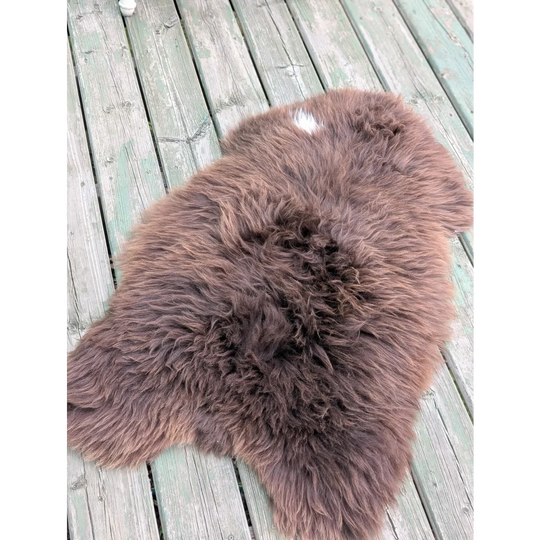 Rare British sheepskin rug 43x26 natural brown wool texture
