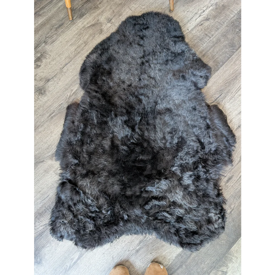Soft Icelandic sheepskin rug 47x33 inches plush gray fur