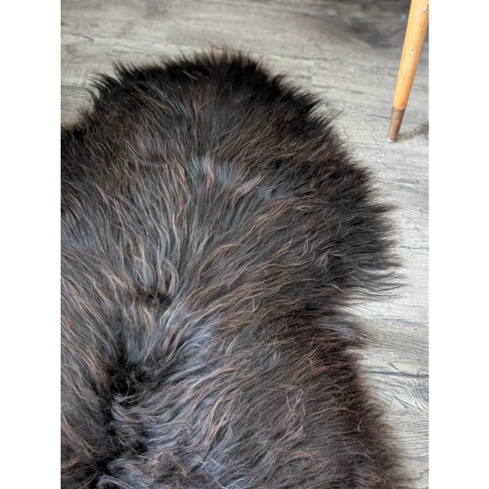 AN16❤️57" x 32" Massive Natural Dark Brown Icelandic Sheepskin